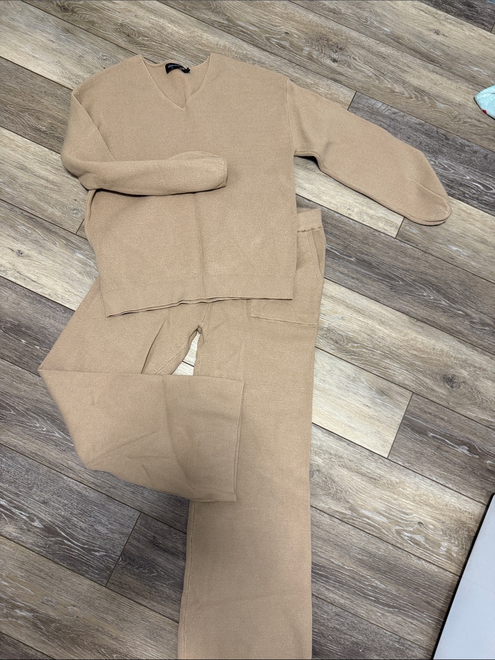 Neutral Knit Lounge Set - Women's Tan Two-Piece